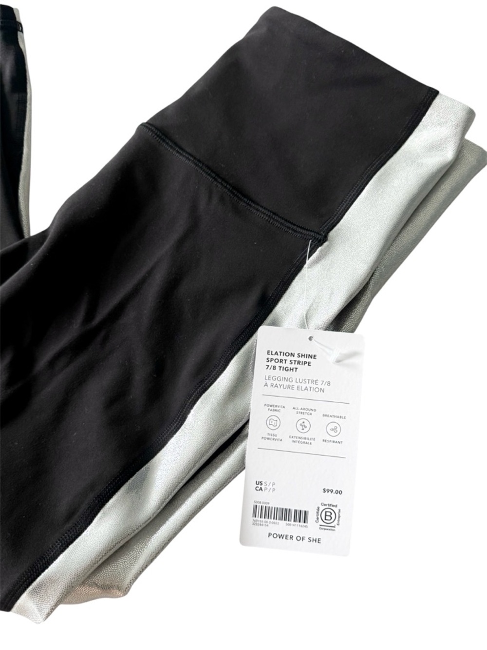 NWT Athleta Elation Ultra High Rise Shine Sport Stripe 7/8 Legging PS - Picture 6 of 6